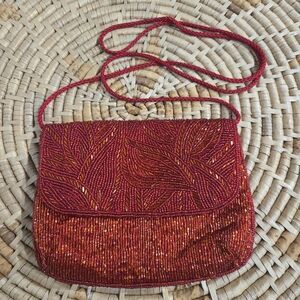 Vintage 1990s Red Beaded Women's Bag